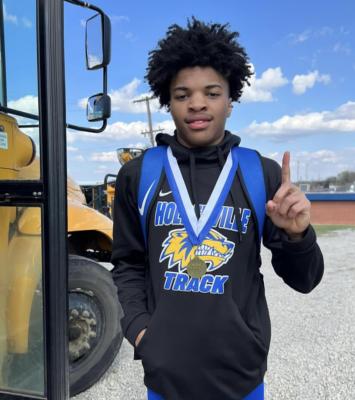 Eddie Jennings won the long jump and placed 6th in the 100 meter dash at the track meet in Stroud. Eddie Jennings is the Holdenville News Wolverine of the Week.