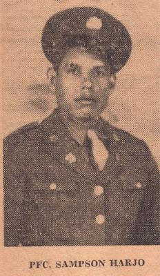 PFC. SAMPSON HARJO WOUNDED WHILE IN ACTION WITH 90TH