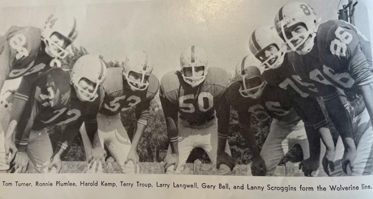 The seniors of 1967 stacked the Wolverine football team with multiple decorated veterans. Larry Langwell and Lanny Scroggins served their country in Viet Nam. Langwell was a marine and Scroggins served in the army.