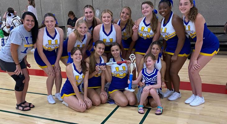 The Holdenville High School Cheer Squad won numerous awards at the National Cheer Association Cheer Camp! Squad members are: Coach Leslie Phillips,Natalie Jennings, Peytyn Lockhart Sneed, Lily Scroggins, Audrey Miller, Makaylie Crawford, Tristin Goodman, Mylisha Allen, Sierra Crawford, Sara Coats, Gracie Story, Makenzie Fowler, Justice Morris, and the cutie on her lap is coach’s assistant Laycie Lucas.