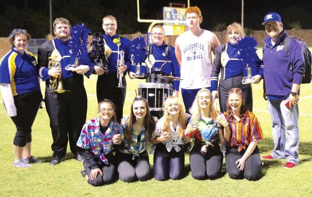 Senior members of the Holdenville High School Golden Pride Band were honored with the music instructors, Sara Kiper and Sam Crosby during senior night. Hunter Smith, Landon Sipes, Lizzy Westwood, Leroy Grizzle,Krista Grant, Madison Martin, Allyssa McCoy, Skye Mothersole, Morgan Wells and Lindsey Grant were all honored.