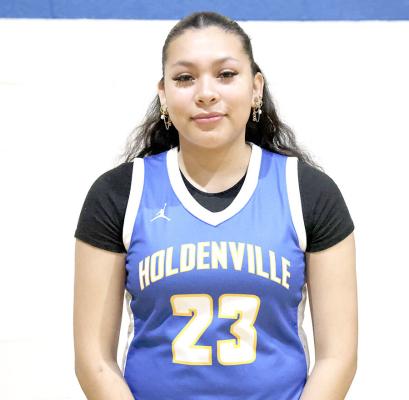 LEFT:Virginia Piza is the Holdenville News Scholar Athlete of the Week. Virginia starts on the Wolverine Basketball team and she is an Honor Roll Student.