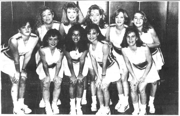KEEPING FANS INVOLVED in games all season long Montgomery. Back row- Donitta Burkhead, Lita has been the Holdenville High School Cheerleaders. Patrick, Shelley Bell, Cassandra Miller, Weneva Black They put in countless hours throughout the year and Heather Monroe. Missing from this photo are promoting school spirit and should be proud of their Mysti Taylor and Kristie Roberts. (Staff photo by Don efforts. Pictured left to right is: Front row- Beth Graham) Johnson, Gina Turner, Tisha Gooden and Jamie