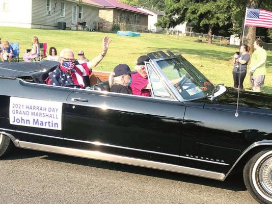 John Bill Martin, 1953 graduate of Holdenville High School was the Grand Marshall of the annual Harrah Day Celebration a couple of weeks ago.