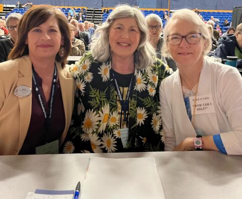 Pastor Kris Mayberry, lay delegate Jo Dawna Smith, Deaconess Jerri Lindsey all of Holdenville attending the Annual Conference 2022 for United Methodist Church’s in Oklahoma this week. “Rekindle the Gifts of God: Love, Power and Self-Discipline”