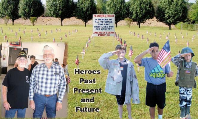 AT LEFT - Vietnam Veterans Jeff Hinze and Darrell Allen. AT RIGHT - Ryker Lafuente, Liam Kyle and Rayce Lafuente