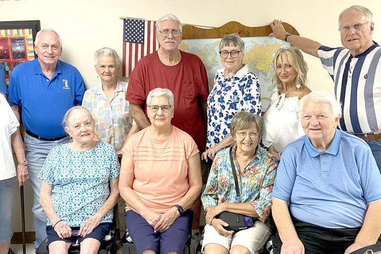 HOLDENVILLE HIGH SCHOOL CLASS OF 1964 GATHERS FOR 62ND REUNION... Members of the class enjoy refreshments and great conversation at the Methodist Church here in Holdenville. Pictured above are: Back Row (L-R): Denny Langdon, Dale Jenkins, Patricia Sanford, Jim Hignite, Judy Cowart, Jonnie Edwards, Gary Whitton. Front Row: Linda Marsh, Kate Castle Mackey, Vickey Mackey, Terrri Jo Lyons House, and Clifton House.