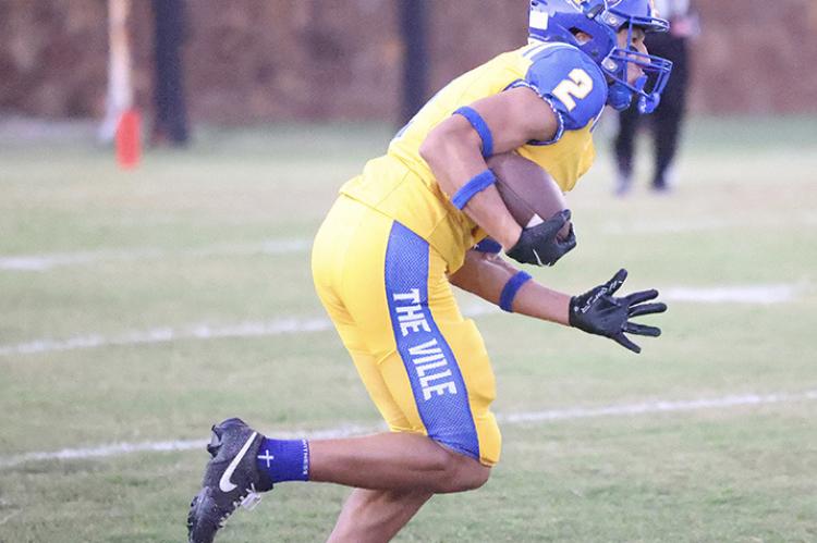 RJ Lowe wrote his name in the record books of Holdenville High in the Wolverines’ game with Kellyville. Lowe returned 4 punts for touchdowns in the Wolverines’ 72-8 win over the Ponies.
