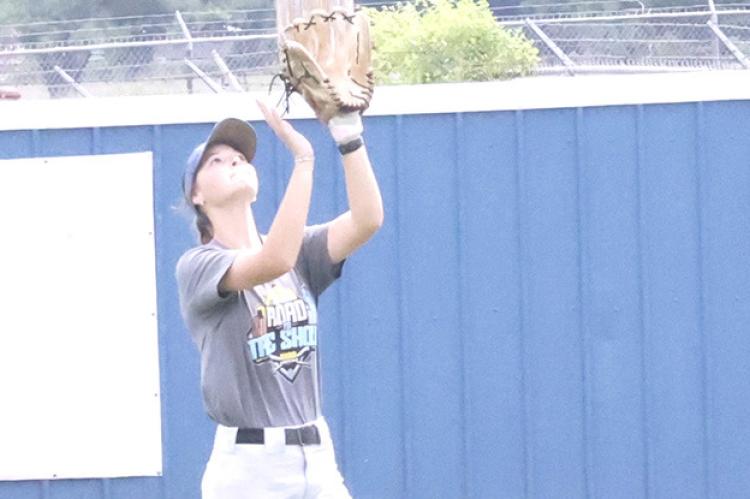 Holdenville centerfielder, Maddy Richmond, waits for the ball to drop into her glove during pre-season drills.