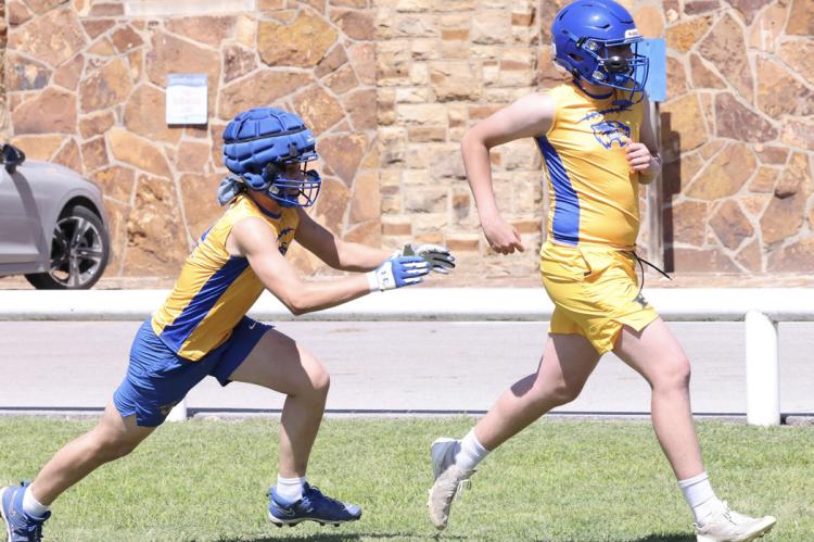 The chase is on....Two Wolverines had a bit of a game of chase going on in one of the football team’s Spring drills.