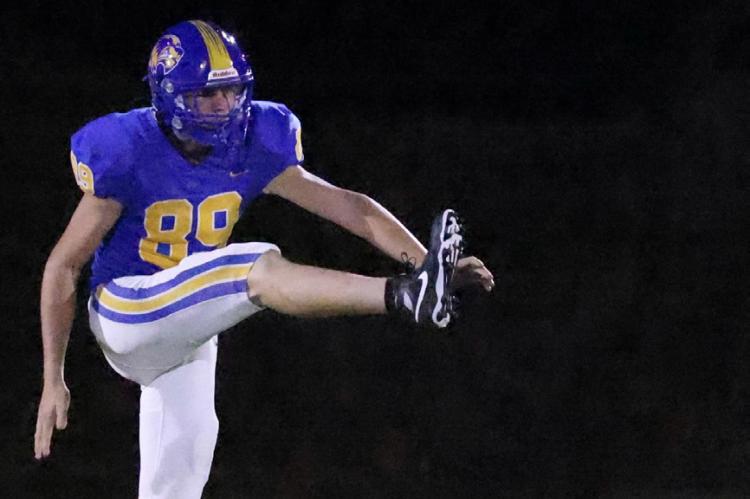 # 89 Hayden Danker handled the kicking duties in the Wolverines win over Morris.