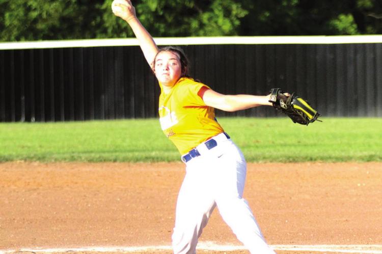 Wolverine pitcher Cylee Null got some valuable time on the mound when Holdenville whipped the Wewoka Tigers 13-2. Cylee pitched two innings in the Wolverine victory.
