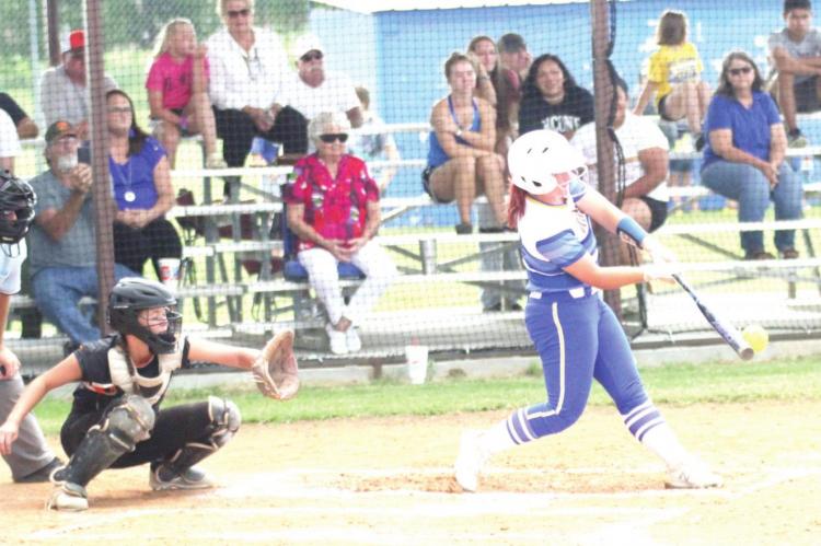 Holdenville batter, Kaden Morris, stroked a single in the Wolverines’ contest with Valliant. Morris put the bat on the ball and hit a solid single to left.