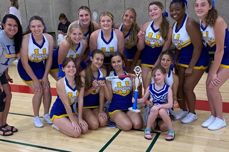 The Holdenville High School Cheer Squad won numerous awards at the National Cheer Association Cheer Camp! Squad members are: Coach Leslie Phillips,Natalie Jennings, Peytyn Lockhart Sneed, Lily Scroggins, Audrey Miller, Makaylie Crawford, Tristin Goodman, Mylisha Allen, Sierra Crawford, Sara Coats, Gracie Story, Makenzie Fowler, Justice Morris, and the cutie on her lap is coach’s assistant Laycie Lucas.