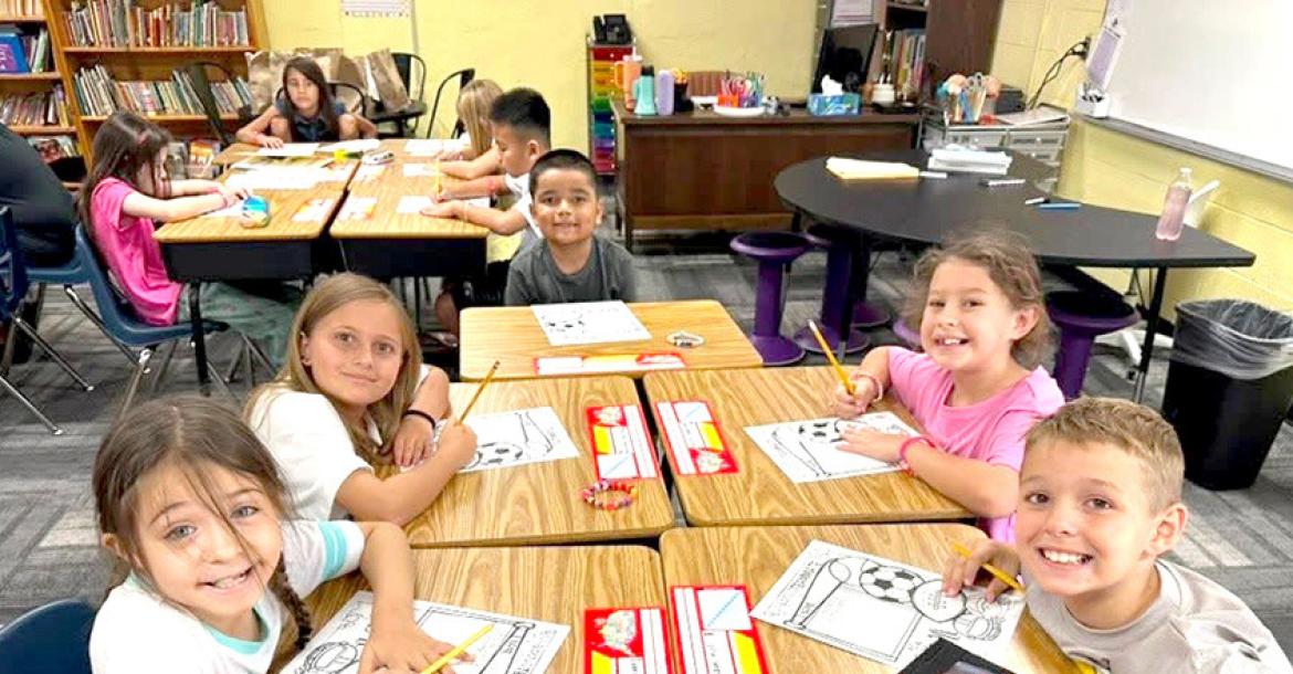 MRS. LASTER’S 3RD GRADE CLASS GEARS UP FOR THEIR FINAL YEAR AT REED...Pictured above are Ivory Johnson, Penny Robinson, Carley Epperson, and Landon Hill.