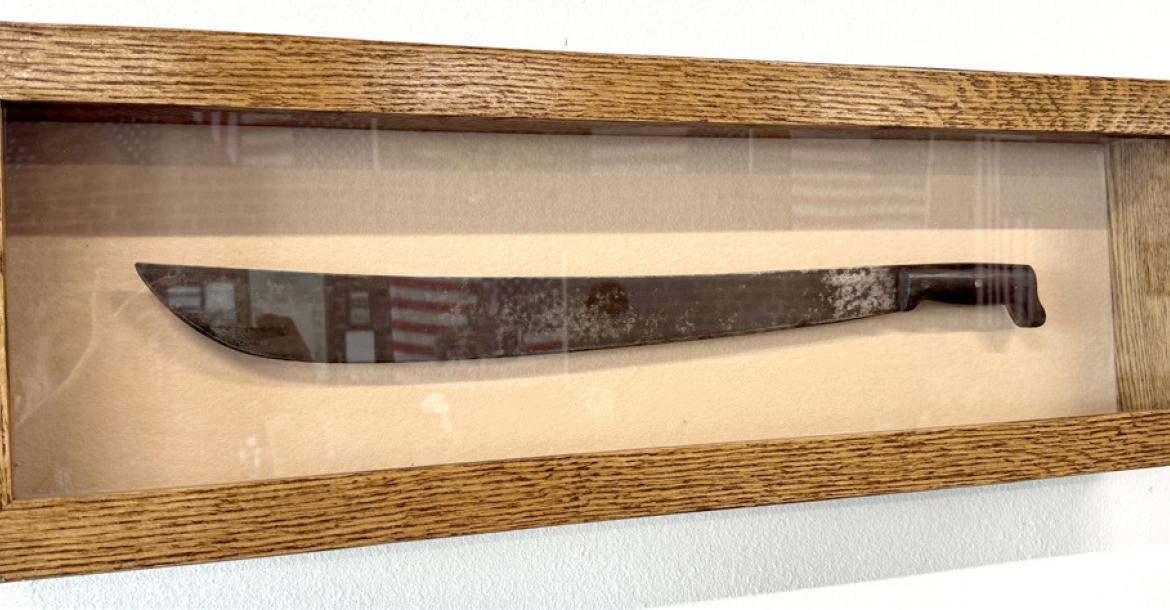 STATE REP. DAVID SMITH PRESENTS MACHETE USED IN VIETNAM TO THE AMERICAN LEGION