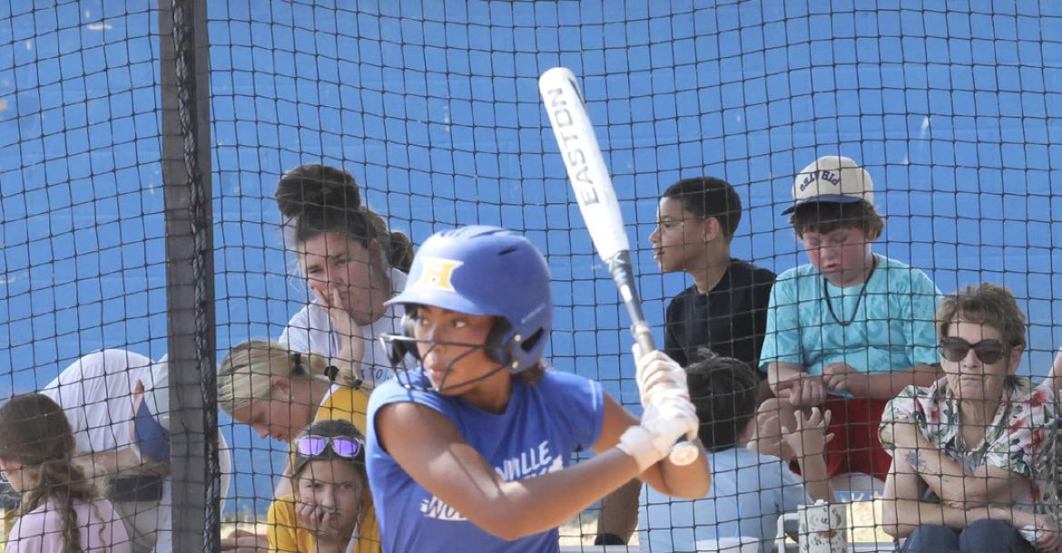Holdenville’s K’mari Early prepares to swing at a pitch during one of the Wolverine’s pre-season scrimmages. The Wolverines will open the season this week at Morris.
