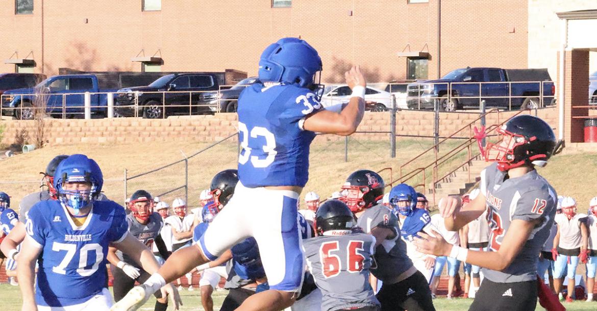 The Wolverine defense was flying around the field making plays in the scrimmage at Luther.