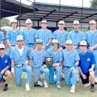 THE MOSS PIRATES BASEBALL TEAM BEAT CALERA IN THE TUPELO TOURNAMENT AND WERE CONSOLATION CHAMPIONS. Front row: Chance Brewer, Ryder Mudd, Gauge Lockhart, Levi Foster, Micah Wheeler, Tate Keesee, Brody Foster. Back row: Coach Michael Freeman, Jayden Priest, Garrett LaGrone, Jayden Hall, Easton Smith, Jackson O’Kelley, Landon Golden, Heston Nolen, Jameson O’Kelley, Coach Daxton Carter.